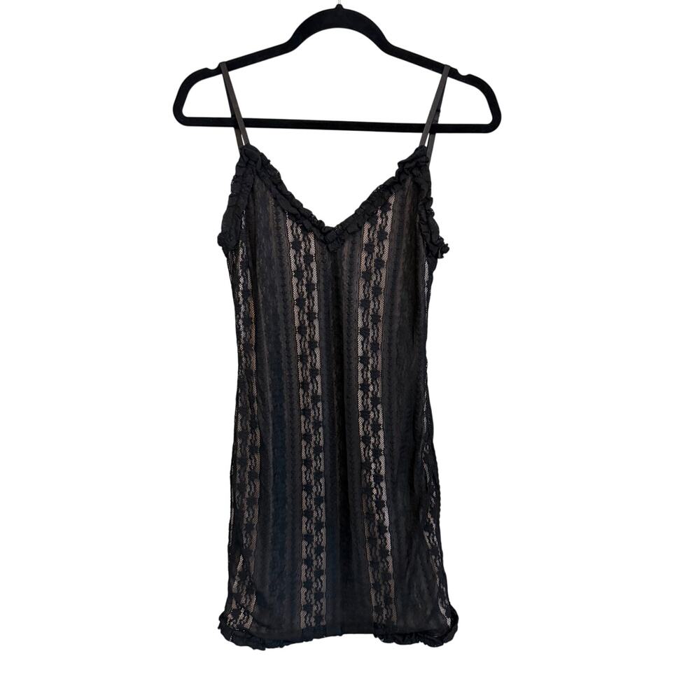 Bacio Slip Dress S Black Tan Lace Whimsigoth Witchy Girl Dark Romantic Gothic